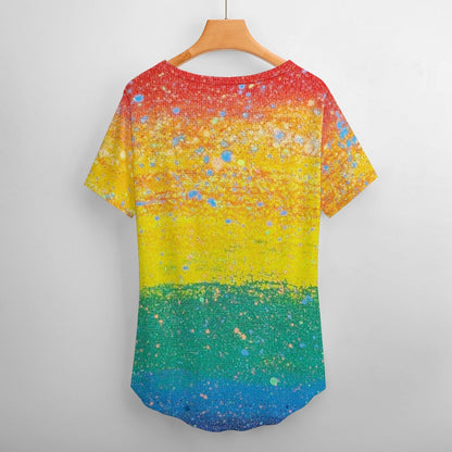 Gavin Scott Ice Silk V-Neck Short-sleeve Shirt (Femme S-5XL)