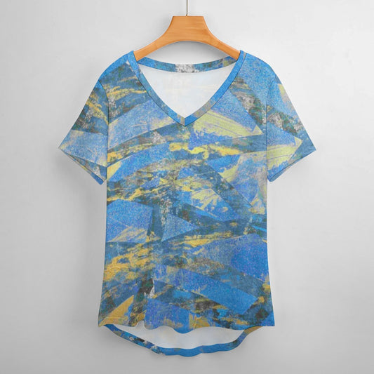 Gavin Scott Ice Silk V-Neck Short-sleeve Shirt (Femme S-5XL)