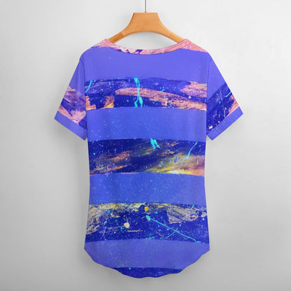 Gavin Scott Ice Silk V-Neck Short-sleeve Shirt (Femme S-5XL)