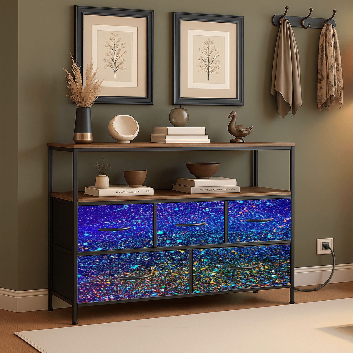 Gavin Scott TV Stand w/5 Drawer Dresser & Charging Station