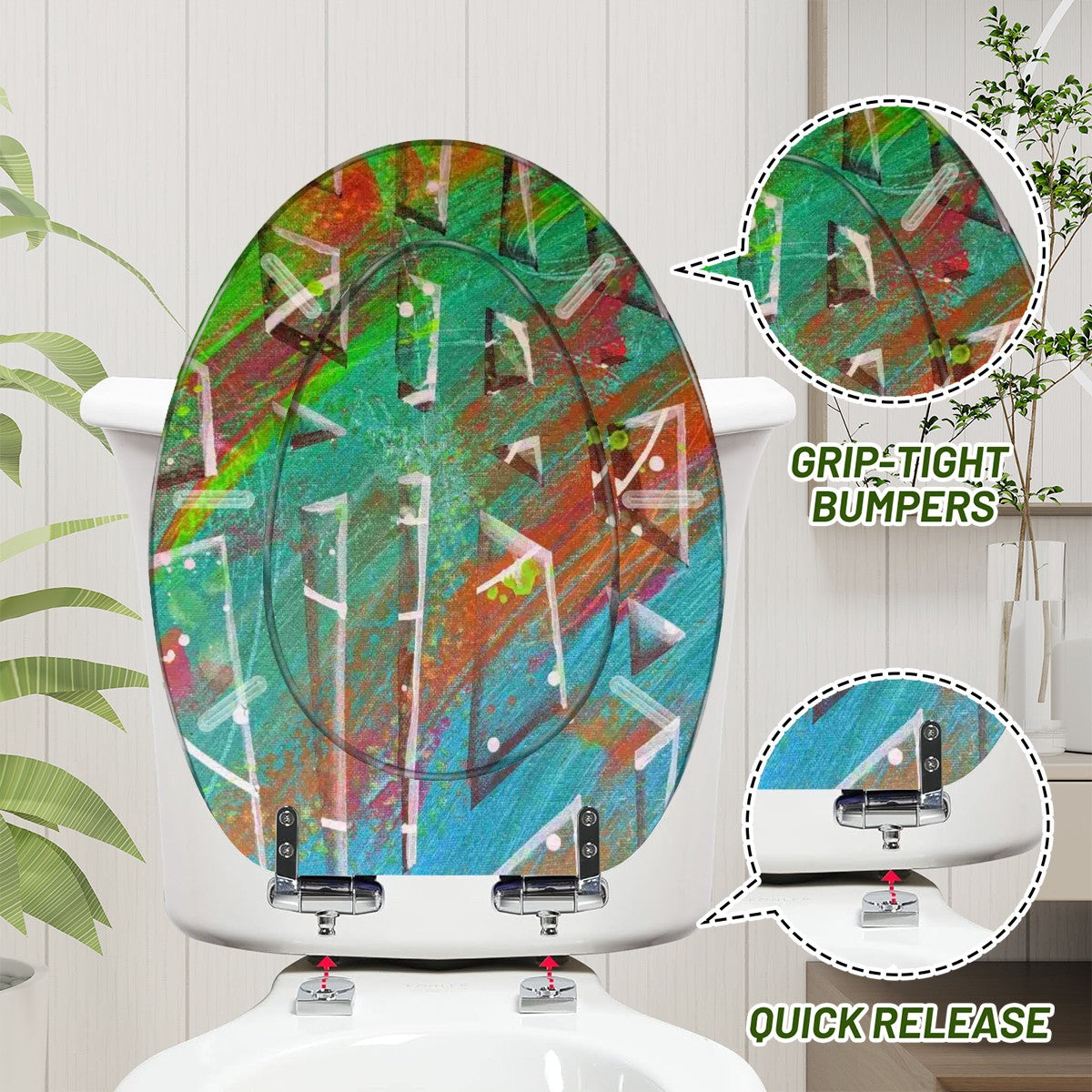 Gavin Scott Elongated Toilet Seat w/Matching Soft-close Lid (V-Shape)