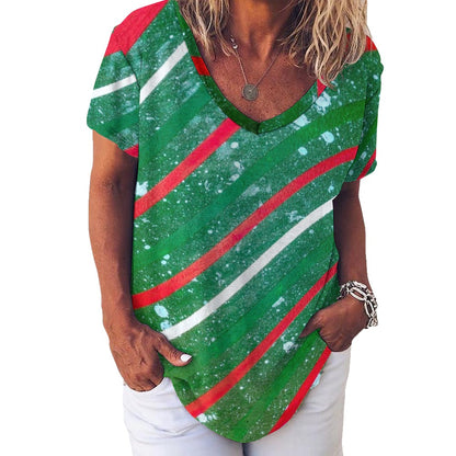 Gavin Scott Ice Silk V-Neck Short-sleeve Shirt (Femme S-5XL)
