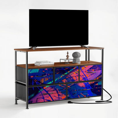 Gavin Scott TV Stand w/5 Drawer Dresser & Charging Station