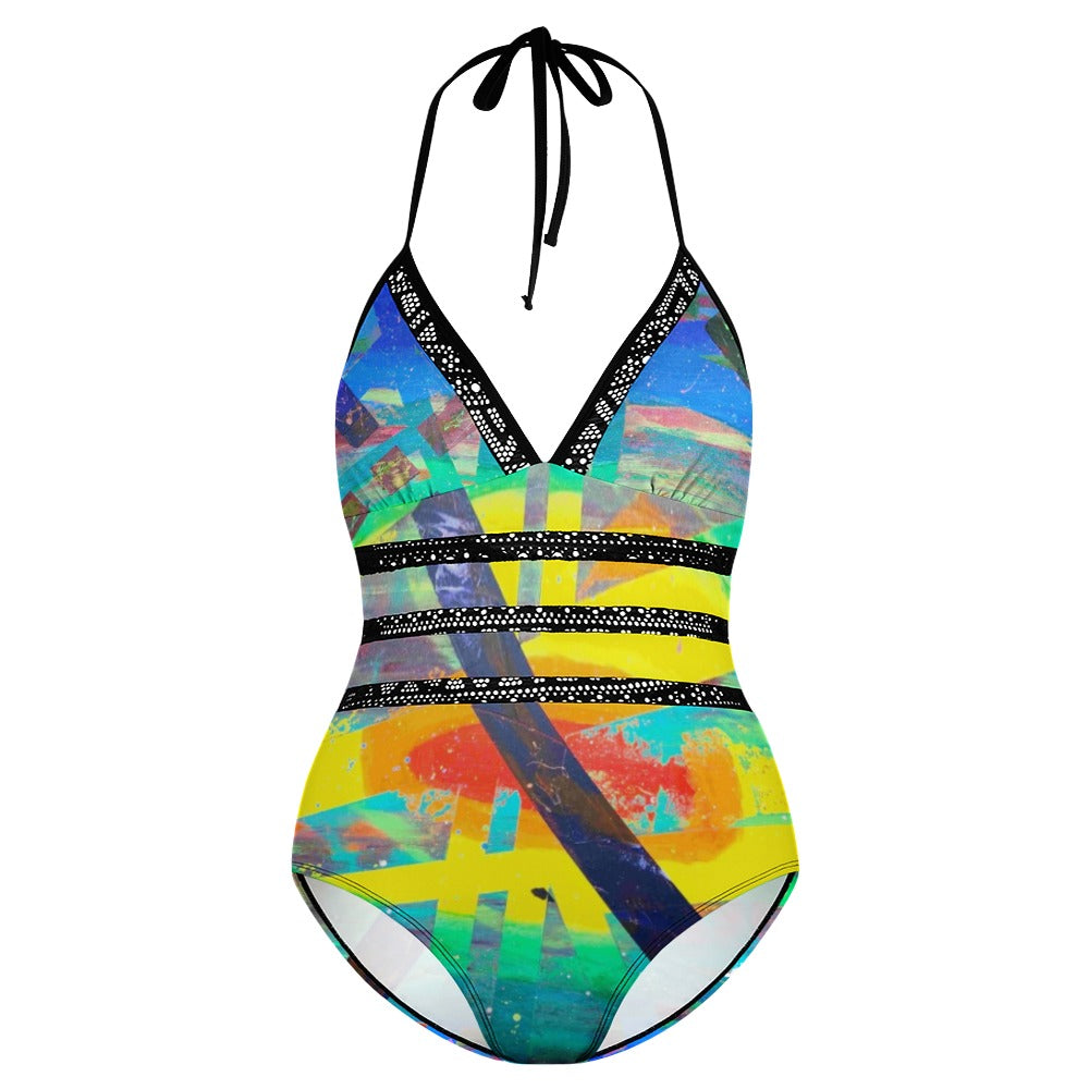 Gavin Scott Lace Halter One-Piece Swimsuit (Femme XL-4XL)