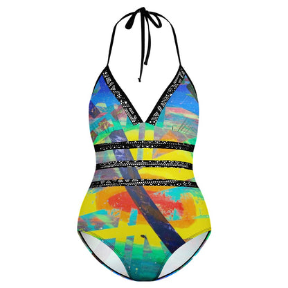 Gavin Scott Lace Halter One-Piece Swimsuit (Femme XL-4XL)