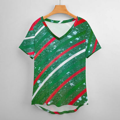 Gavin Scott Ice Silk V-Neck Short-sleeve Shirt (Femme S-5XL)