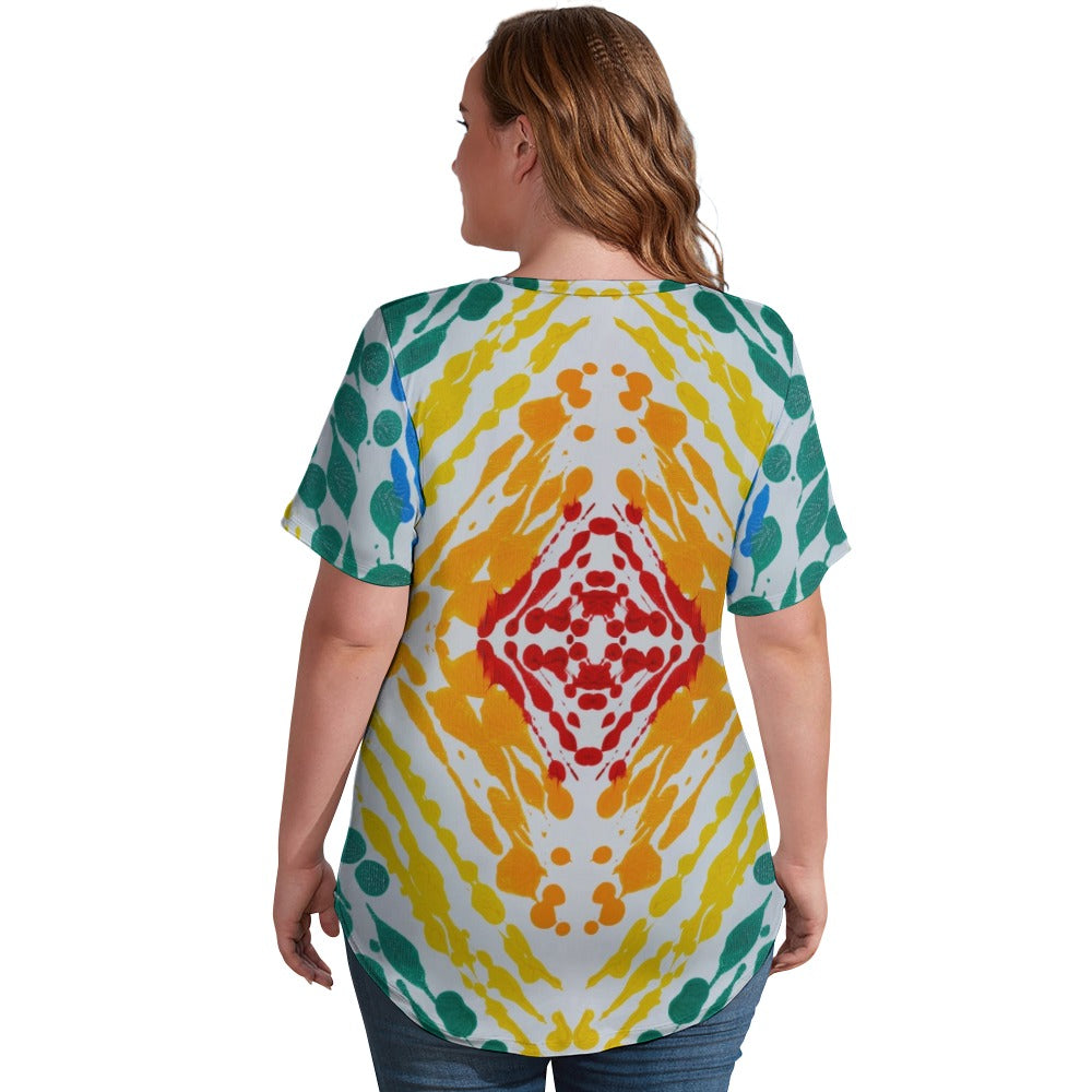 Gavin Scott Ice Silk V-Neck Short-sleeve Shirt (Femme S-5XL)