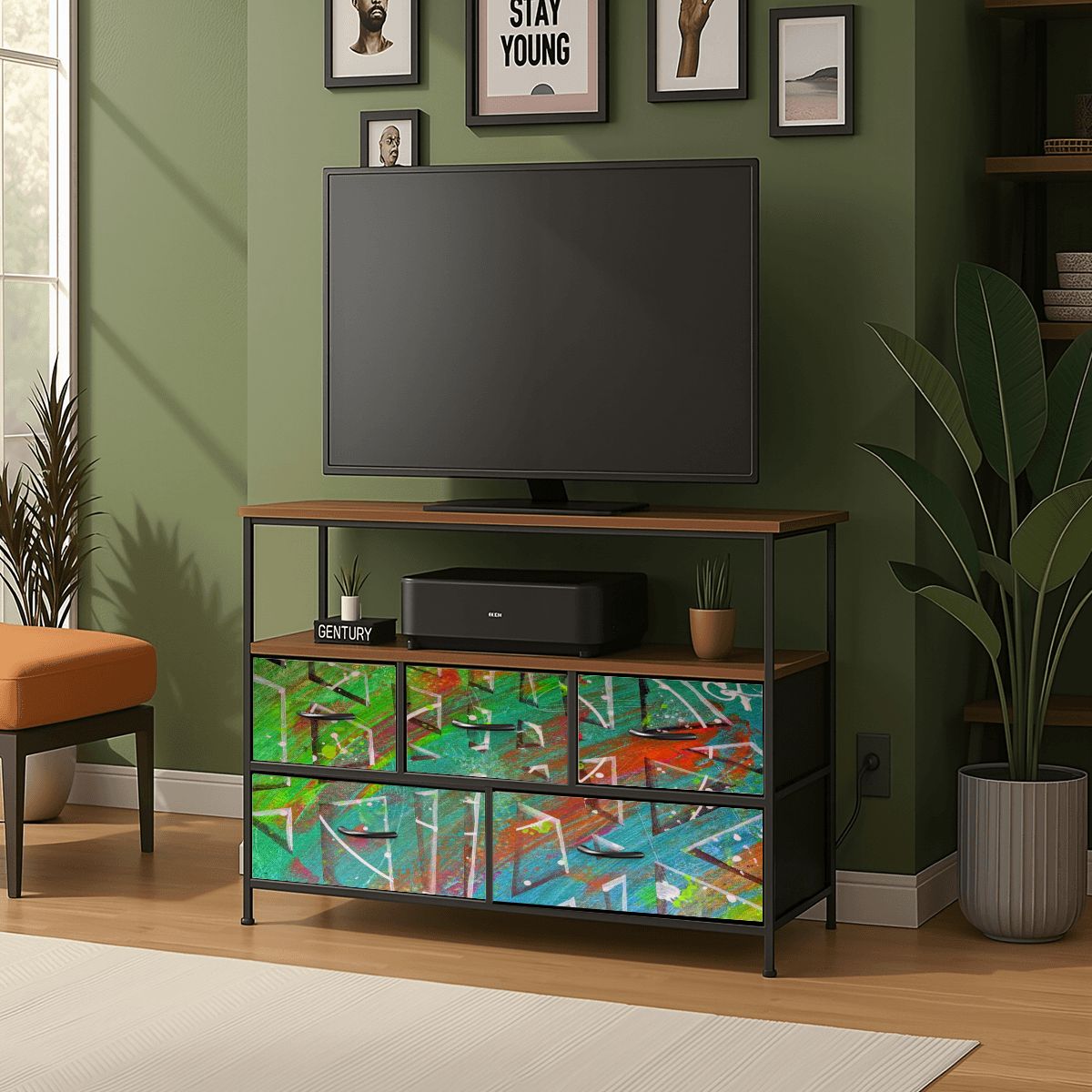 Gavin Scott TV Stand w/5 Drawer Dresser & Charging Station