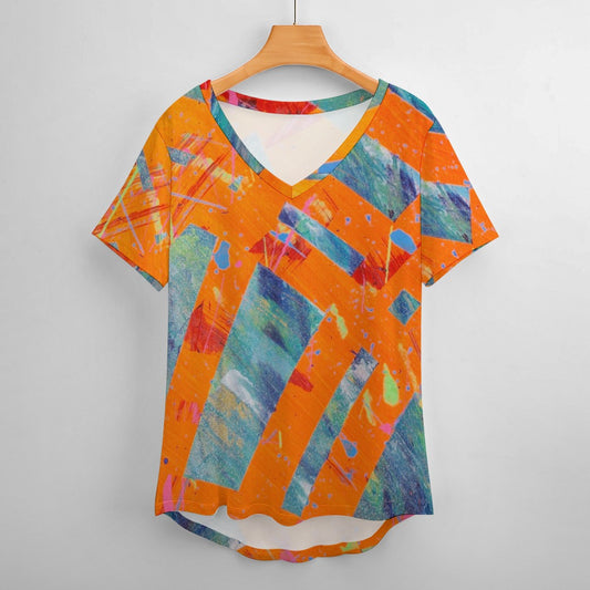 Gavin Scott Ice Silk V-Neck Short-sleeve Shirt (Femme S-5XL)