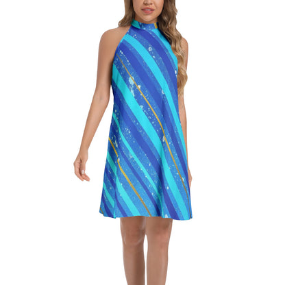 Gavin Scott Tie Back Halter Neck Flared Dress (Femme XS-3XL)