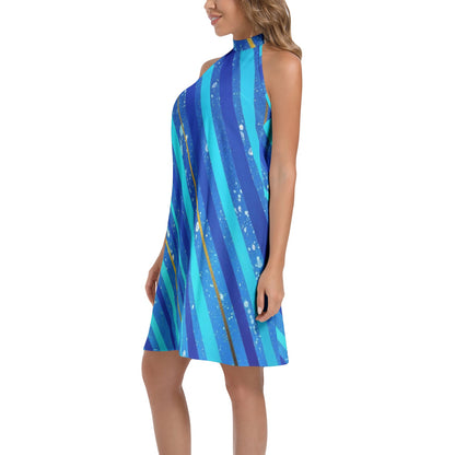 Gavin Scott Tie Back Halter Neck Flared Dress (Femme XS-3XL)