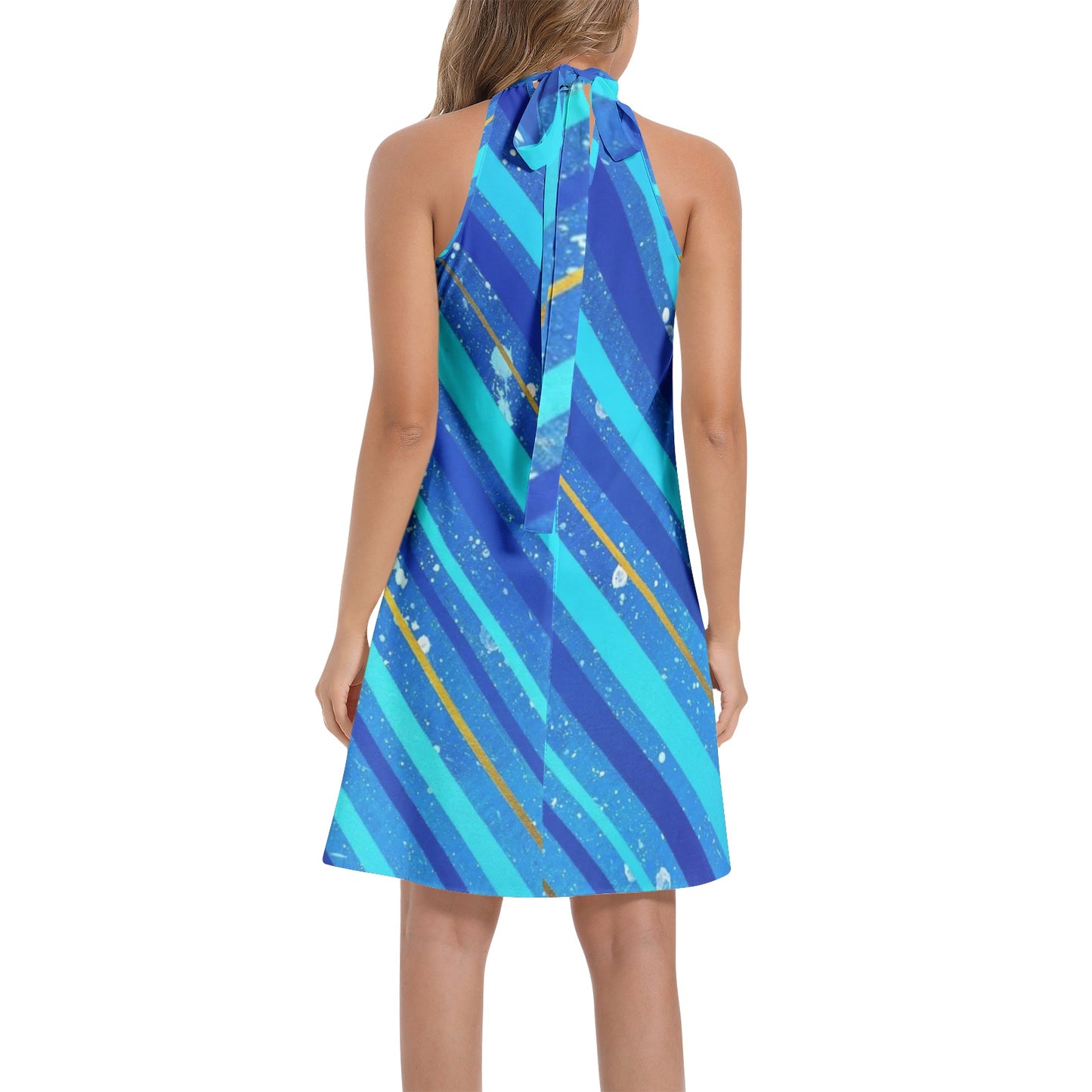 Gavin Scott Tie Back Halter Neck Flared Dress (Femme XS-3XL)