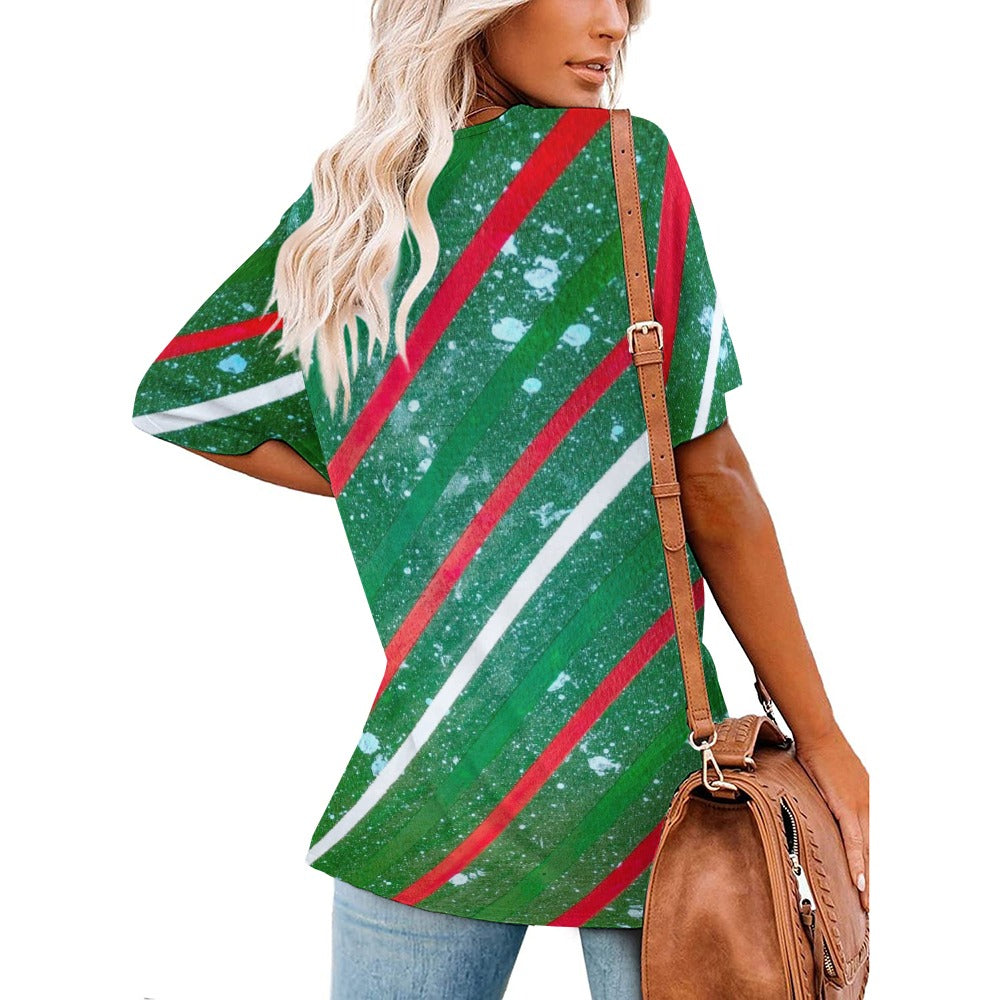 Gavin Scott Ice Silk V-Neck Short-sleeve Shirt (Femme S-5XL)