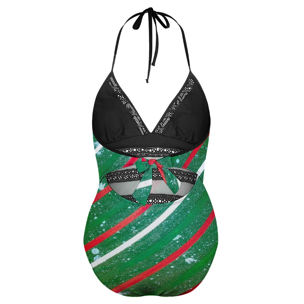 Gavin Scott Lace Halter One-Piece Swimsuit (Femme XL-4XL)