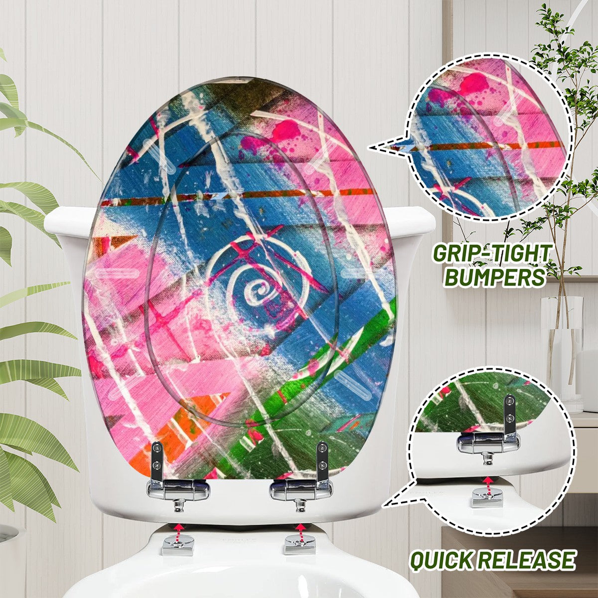 Gavin Scott Elongated Toilet Seat w/Matching Soft-close Lid (V-Shape)