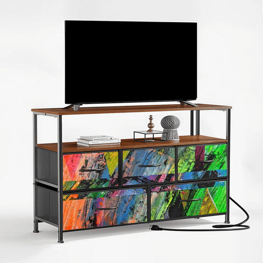 Gavin Scott TV Stand w/5 Drawer Dresser & Charging Station