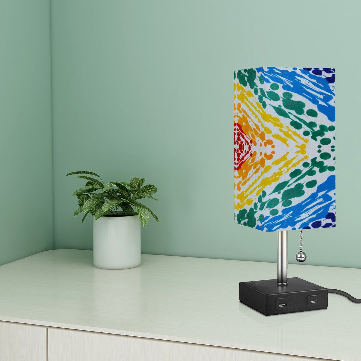 Gavin Scott Square Table Lamp with two USB Ports