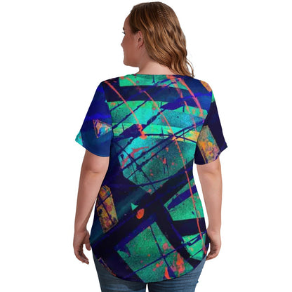 Gavin Scott Ice Silk V-Neck Short-sleeve Shirt (Femme S-5XL)