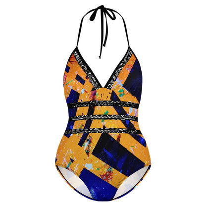 Gavin Scott Lace Halter One-Piece Swimsuit (Femme XL-4XL)