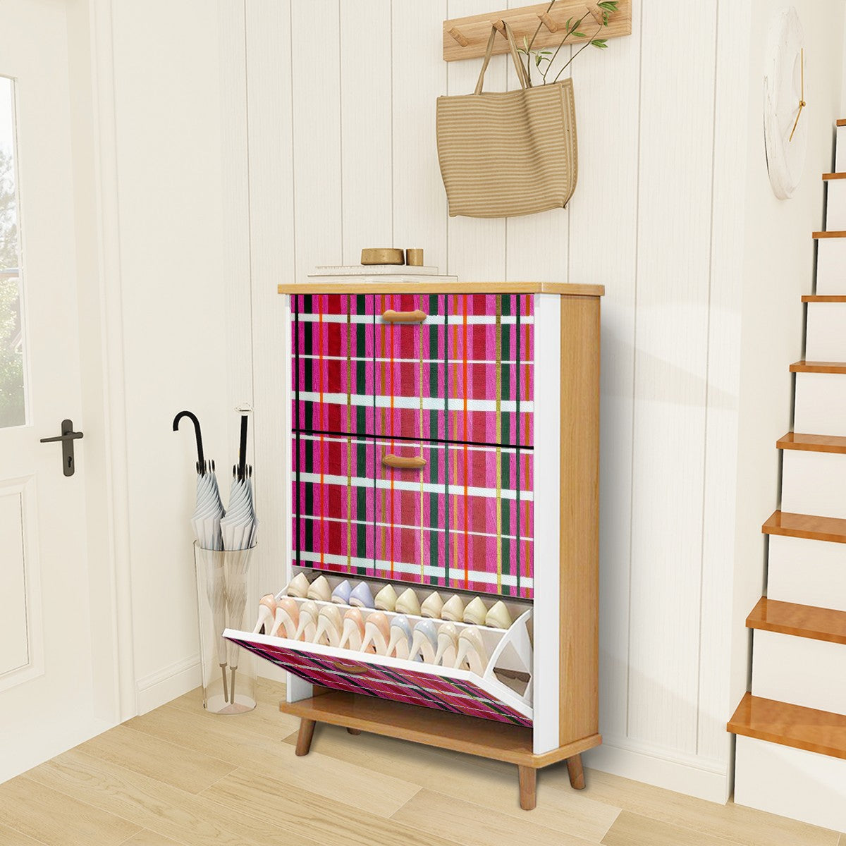 Gavin Scott Wood & Leather Shoe Cabinet