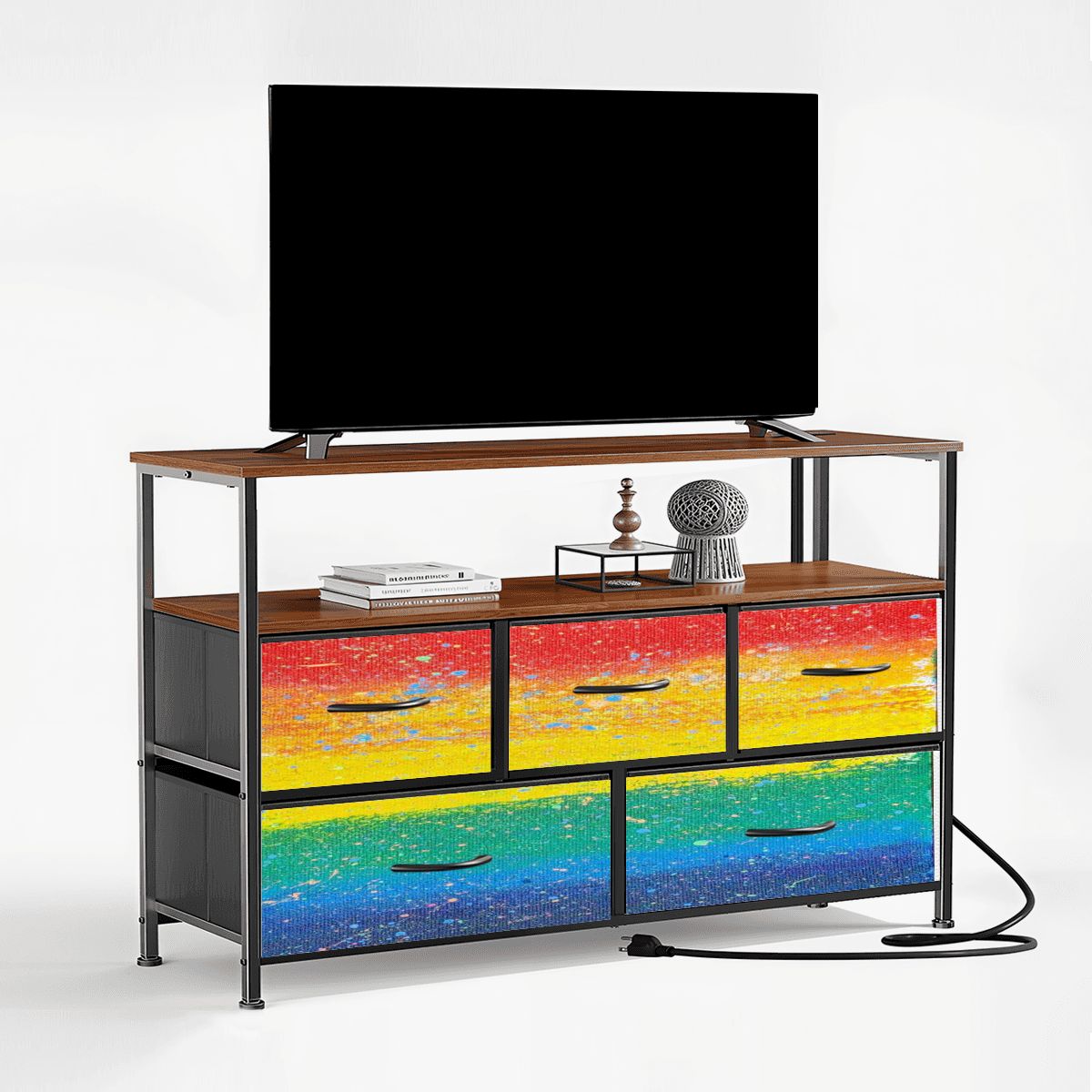 Gavin Scott TV Stand w/5 Drawer Dresser & Charging Station