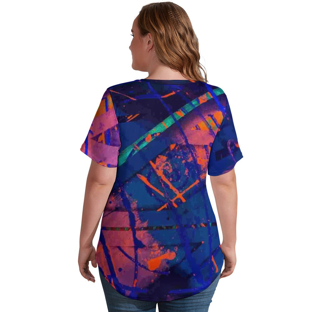 Gavin Scott Ice Silk V-Neck Short-sleeve Shirt (Femme S-5XL)