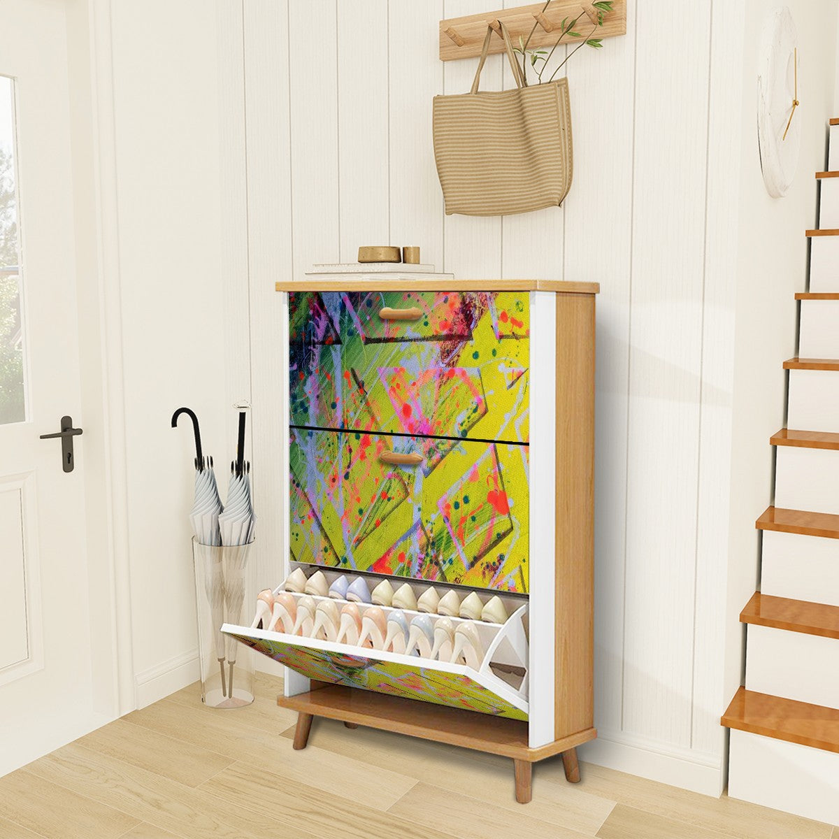 Gavin Scott Wood & Leather Shoe Cabinet