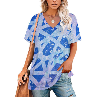 Gavin Scott Ice Silk V-Neck Short-sleeve Shirt (Femme S-5XL)