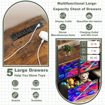 Gavin Scott TV Stand w/5 Drawer Dresser & Charging Station