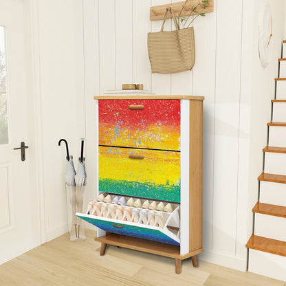 Gavin Scott Wood & Leather Shoe Cabinet