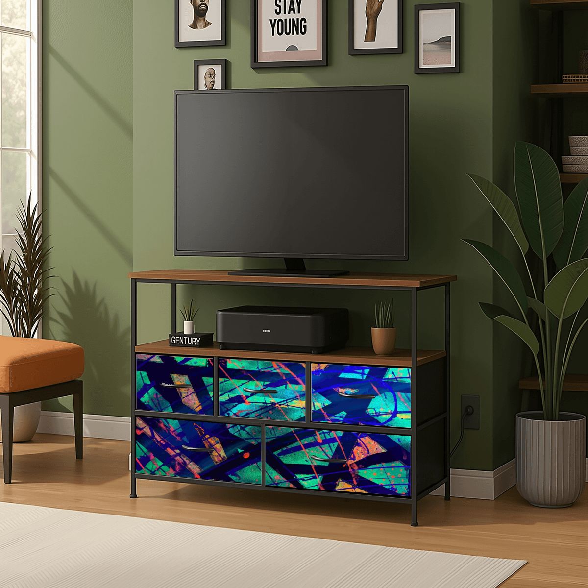 Gavin Scott TV Stand w/5 Drawer Dresser & Charging Station