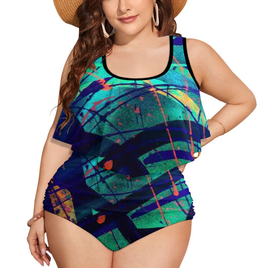 Gavin Scott Ruffled Two Piece Swimsuit (Femme XL-4XL)