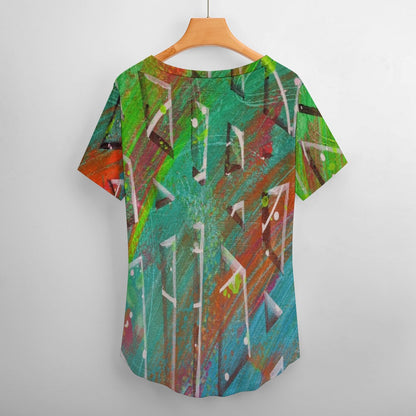 Gavin Scott Ice Silk V-Neck Short-sleeve Shirt (Femme S-5XL)