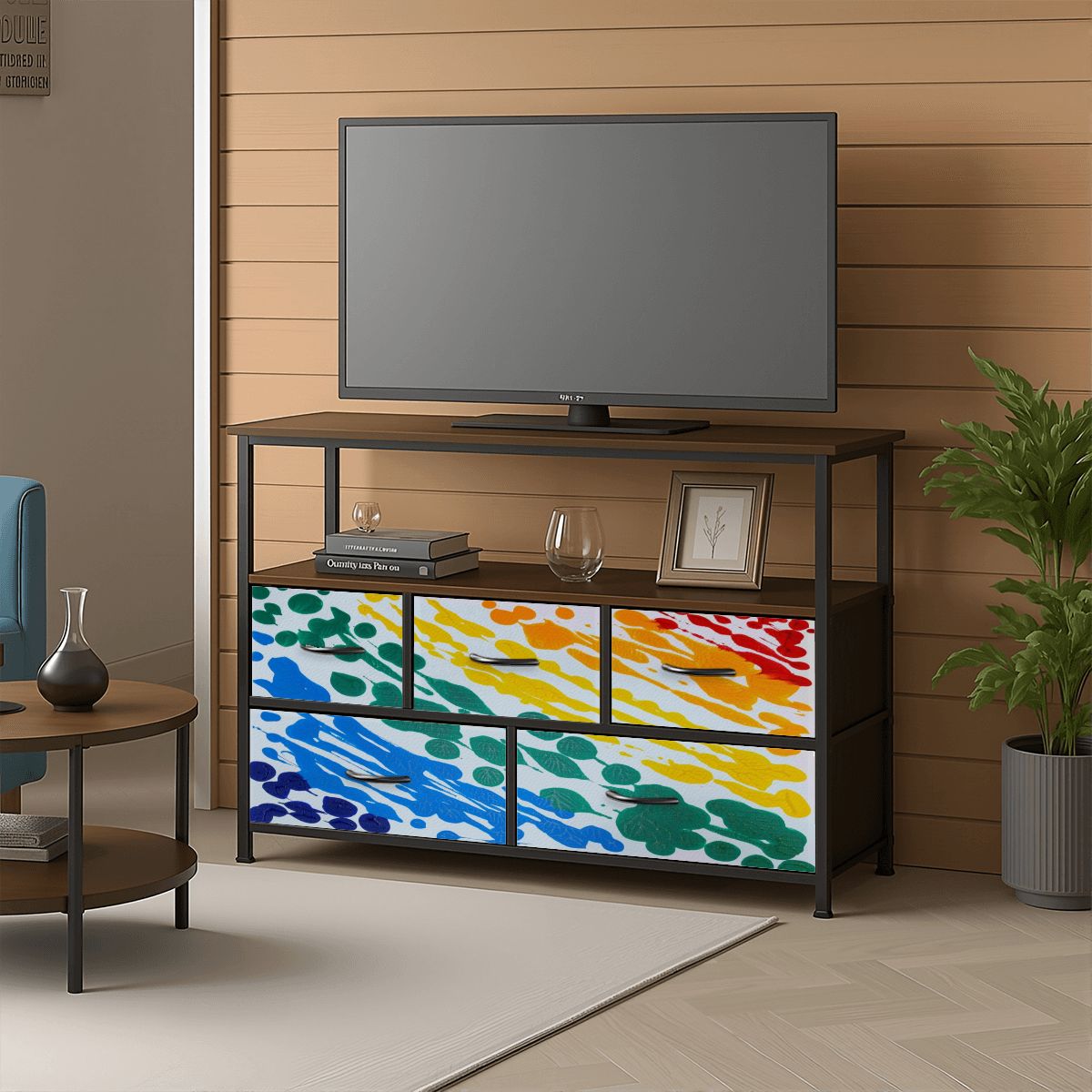 Gavin Scott TV Stand w/5 Drawer Dresser & Charging Station