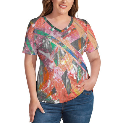 Gavin Scott Ice Silk V-Neck Short-sleeve Shirt (Femme S-5XL)