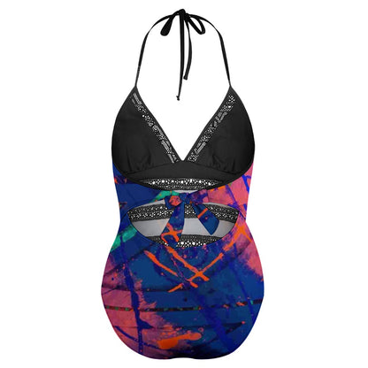 Gavin Scott Lace Halter One-Piece Swimsuit (Femme XL-4XL)