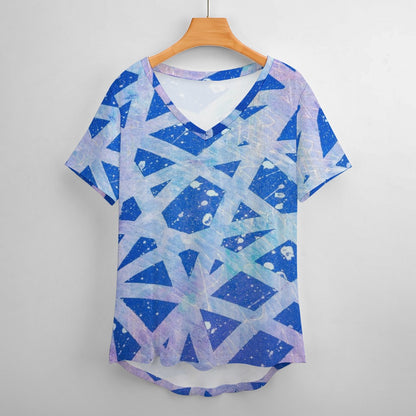 Gavin Scott Ice Silk V-Neck Short-sleeve Shirt (Femme S-5XL)