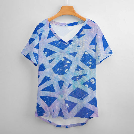 Gavin Scott Ice Silk V-Neck Short-sleeve Shirt (Femme S-5XL)