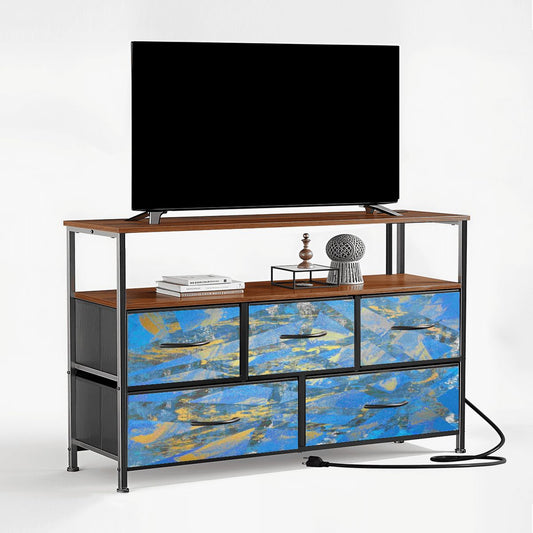 Gavin Scott TV Stand w/5 Drawer Dresser & Charging Station