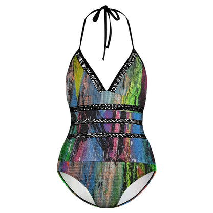 Gavin Scott Lace Halter One-Piece Swimsuit (Femme XL-4XL)