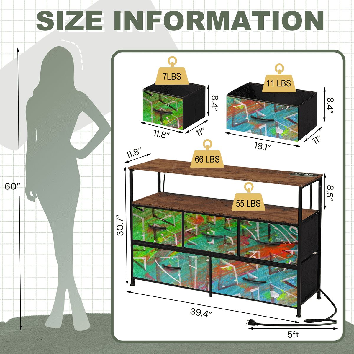 Gavin Scott TV Stand w/5 Drawer Dresser & Charging Station