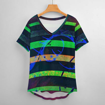 Gavin Scott Ice Silk V-Neck Short-sleeve Shirt (Femme S-5XL)