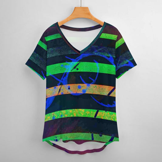 Gavin Scott Ice Silk V-Neck Short-sleeve Shirt (Femme S-5XL)
