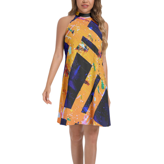 Gavin Scott Tie Back Halter Neck Flared Dress (Femme XS-3XL)