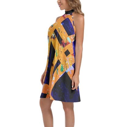 Gavin Scott Tie Back Halter Neck Flared Dress (Femme XS-3XL)