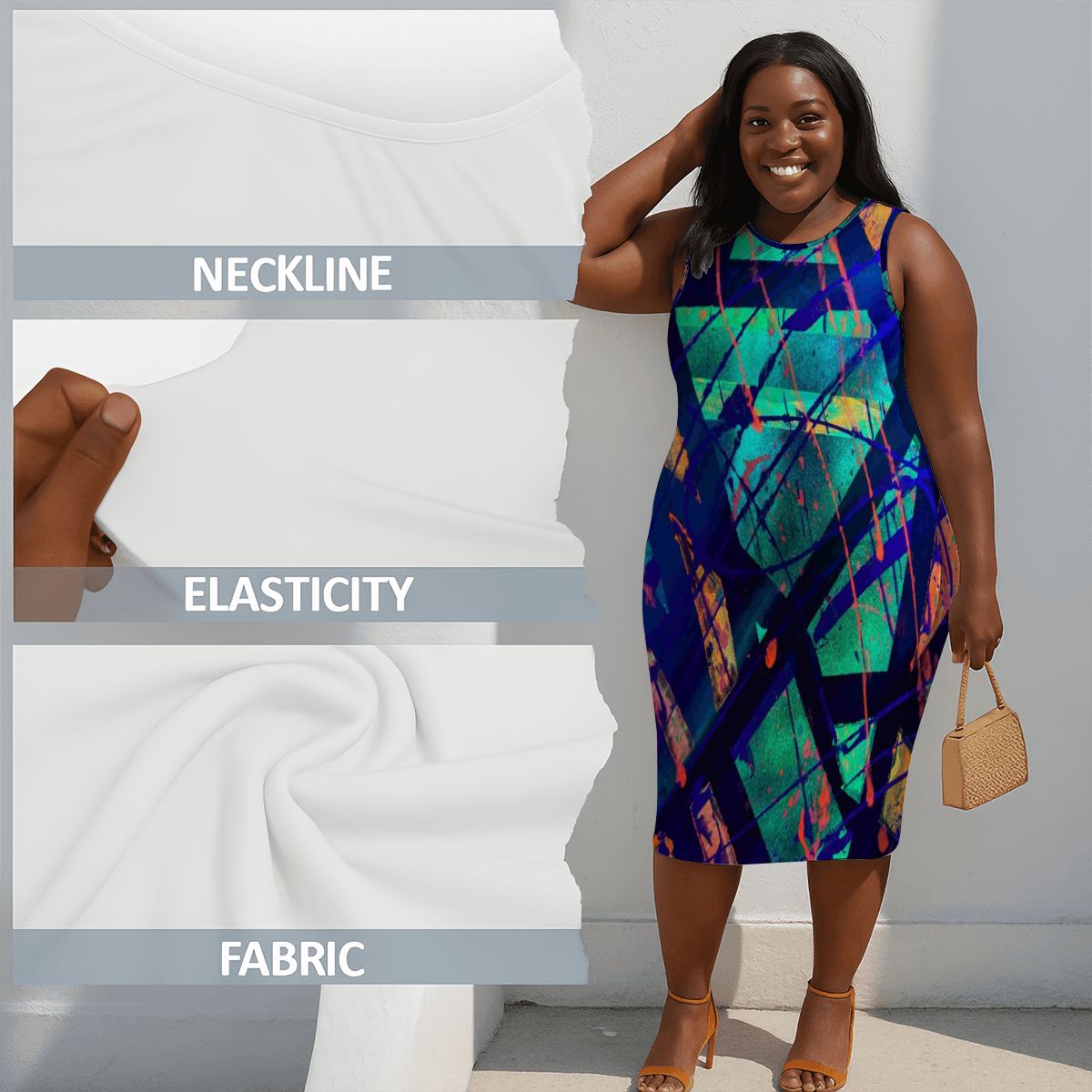 Gavin Scott Sleeveless Bodycon Dress (Femme L-4XL)