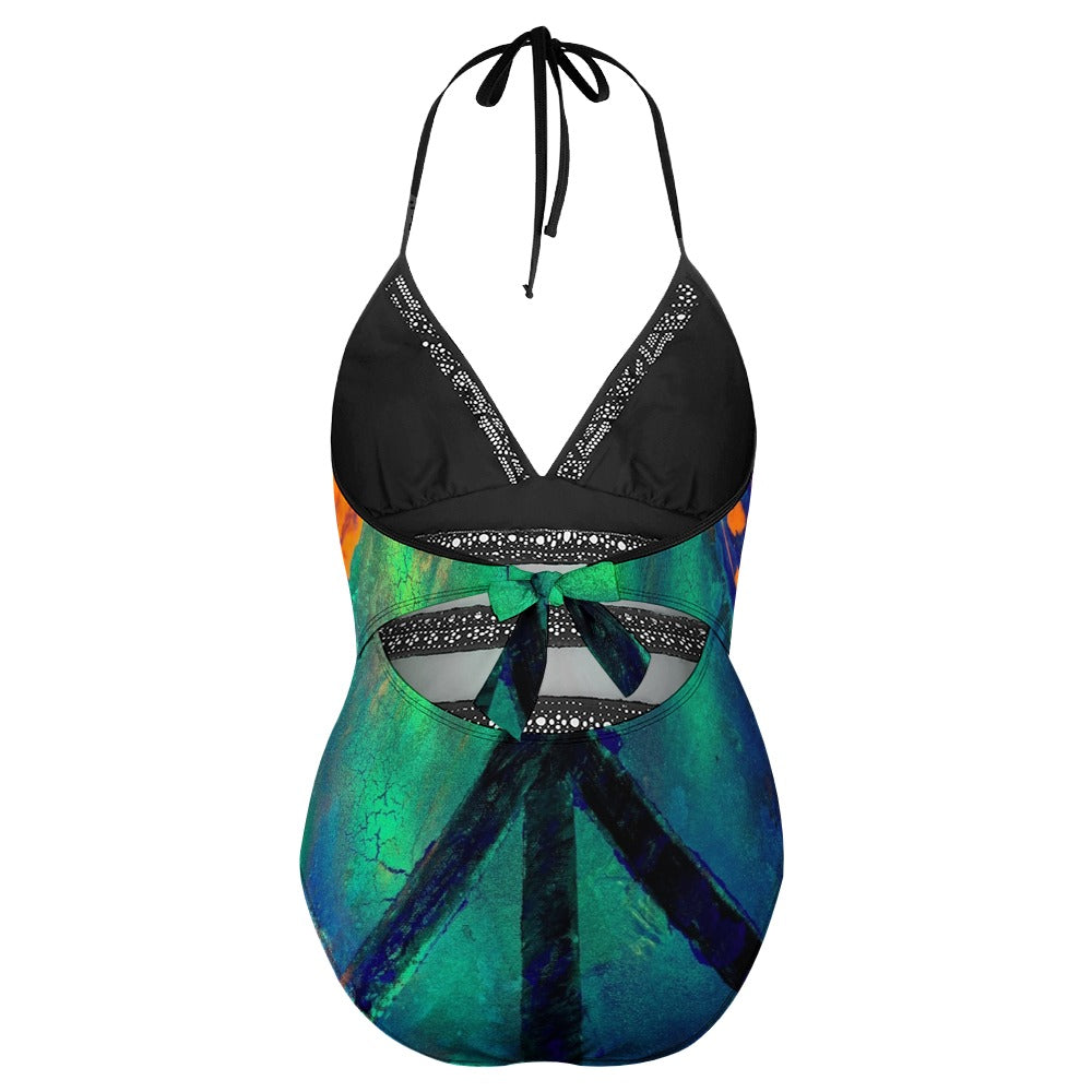 Gavin Scott Lace Halter One-Piece Swimsuit (Femme XL-4XL)