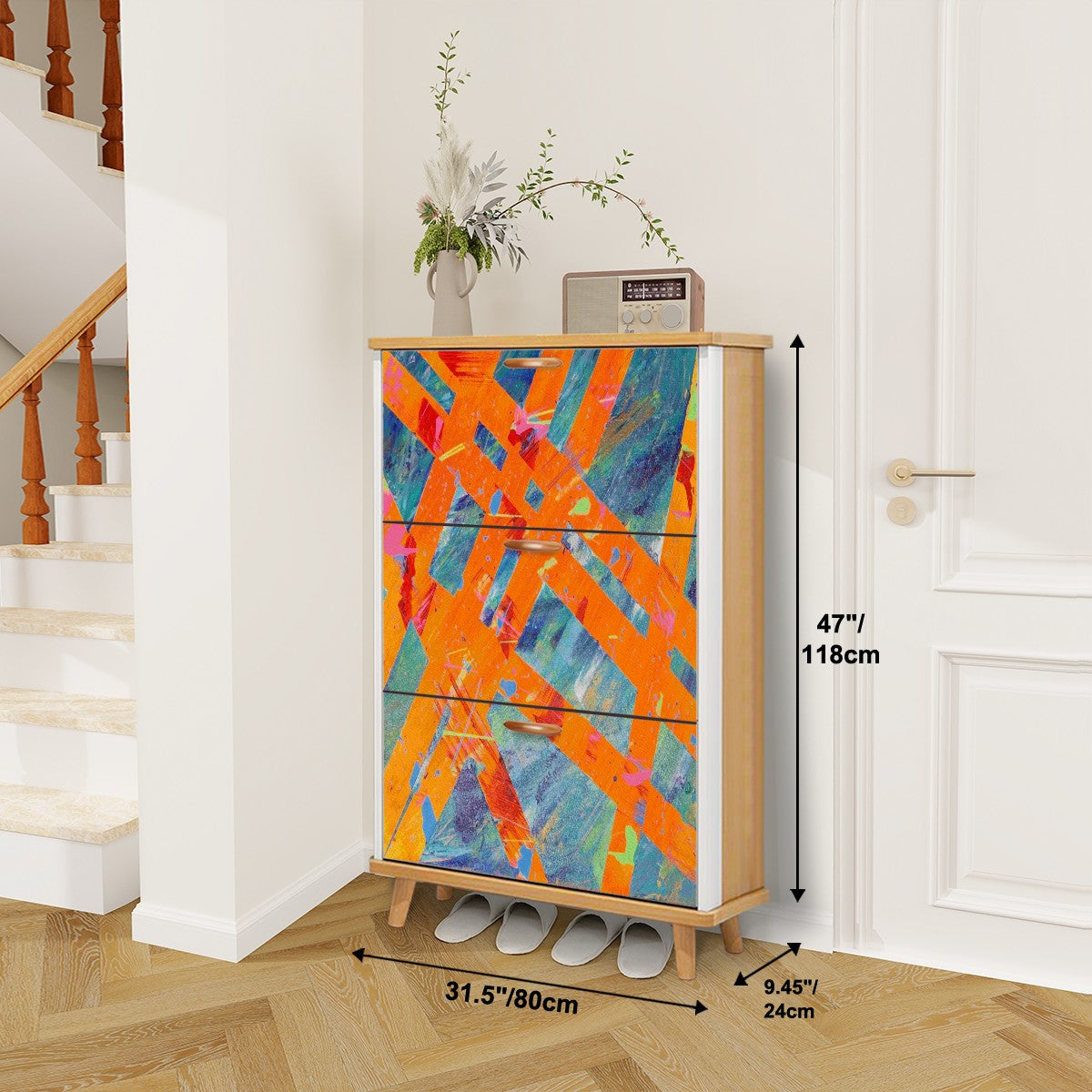 Gavin Scott Wood & Leather Shoe Cabinet