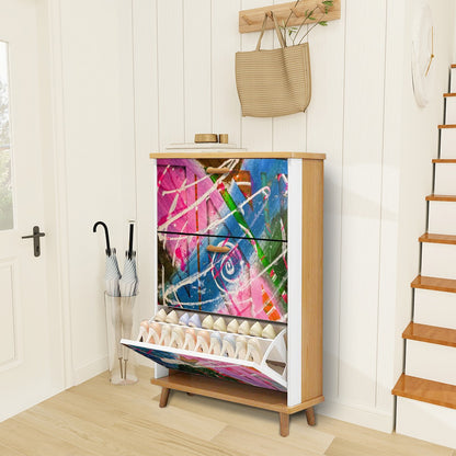 Gavin Scott Wood & Leather Shoe Cabinet