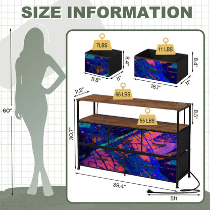 Gavin Scott TV Stand w/5 Drawer Dresser & Charging Station